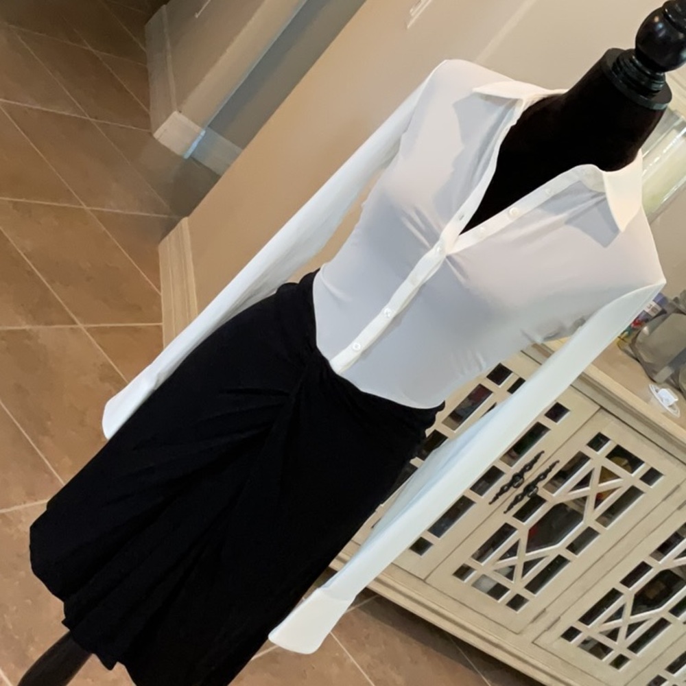 STAUD Brendan dress, lightweight slinky jersey, button front top, XS